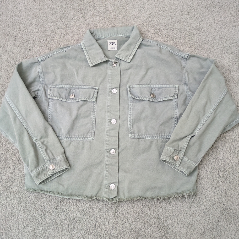 Zara Women's Green Denim Jacket